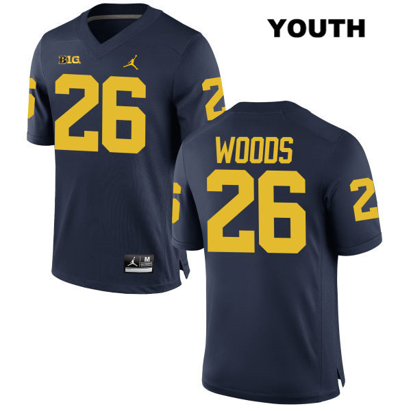 Youth NCAA Michigan Wolverines J'Marick Woods #26 Navy Jordan Brand Authentic Stitched Football College Jersey KO25V18WF
